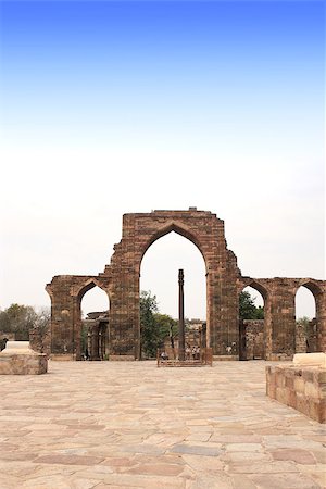 Iron Pillar and Qutab Minar Ruins in Delhi, India. UNESCO world heritage site Stock Photo - Budget Royalty-Free & Subscription, Code: 400-08413066