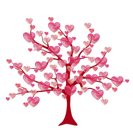 simsearch:400-08410647,k - Valentine love tree, leaves from hearts, vector illustrations Stock Photo - Budget Royalty-Free & Subscription, Code: 400-08413083