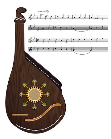 plucked - Ukrainian bandura music instrument with music notes of the song Foto de stock - Super Valor sin royalties y Suscripción, Código: 400-08413131