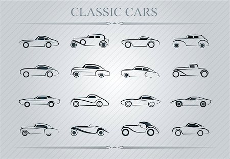 Illustration of classic cars logo on light background Stock Photo - Budget Royalty-Free & Subscription, Code: 400-08413296