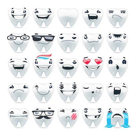 Cartoon Teeth Emoticons for Your Dental Project. Isolated on white background. Clipping paths included. Stock Photo - Budget Royalty-Free & Subscription, Code: 400-08413384