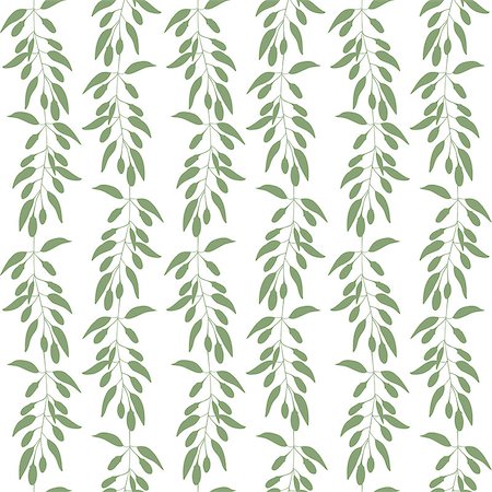 sasha2538 (artist) - Seamless pattern branches and leaves of Goji berries . Floral background. Vector illustration. Green silhouette Stockbilder - Microstock & Abonnement, Bildnummer: 400-08413382