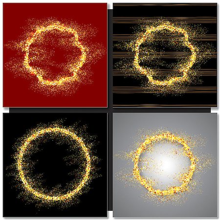 simsearch:400-08411550,k - Set of Abstract round golden frame with sparkles. Vector background Stock Photo - Budget Royalty-Free & Subscription, Code: 400-08413411