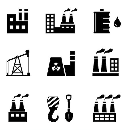 set of black industrial icons on white background Stock Photo - Budget Royalty-Free & Subscription, Code: 400-08413560