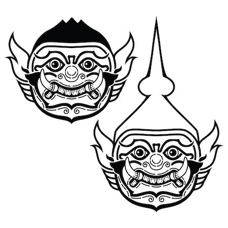 Vector icons of traditional masks form Thailand Stock Photo - Budget Royalty-Free & Subscription, Code: 400-08413570