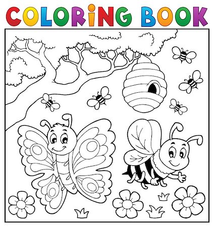 simsearch:400-06326510,k - Coloring book with butterfly and bee - eps10 vector illustration. Foto de stock - Royalty-Free Super Valor e Assinatura, Número: 400-08413676