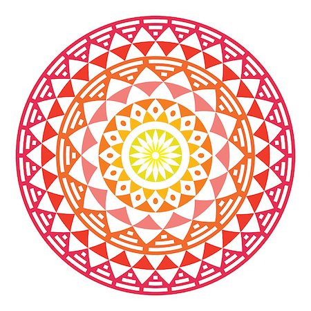 Vector folk round pattern in red, orange and yellow isolated on white Stock Photo - Budget Royalty-Free & Subscription, Code: 400-08413878