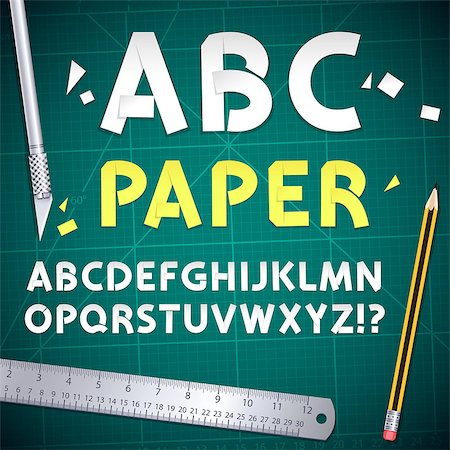 simsearch:400-07549385,k - Cut Out Paper Alphabet and Equipment Set. Clipping paths included. Foto de stock - Super Valor sin royalties y Suscripción, Código: 400-08413912