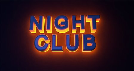 Neon sign illuminated night club. Orange light Stock Photo - Budget Royalty-Free & Subscription, Code: 400-08426974