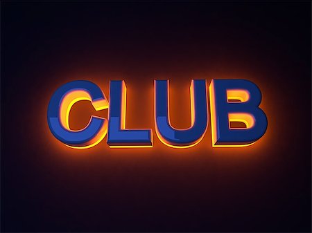 Neon sign illuminated night club. Orange light Stock Photo - Budget Royalty-Free & Subscription, Code: 400-08426971