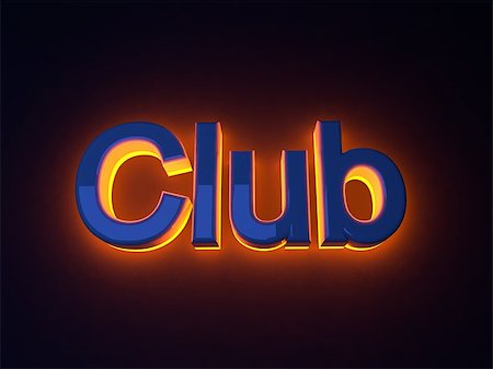 Neon sign illuminated night club. Orange light Stock Photo - Budget Royalty-Free & Subscription, Code: 400-08426972