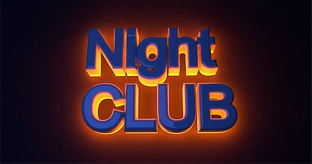 Neon sign illuminated night club. Orange light Stock Photo - Budget Royalty-Free & Subscription, Code: 400-08426973