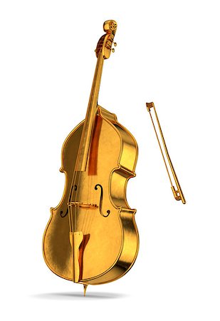 simsearch:400-05134845,k - Golden cello isolated on white background witch shadow Stock Photo - Budget Royalty-Free & Subscription, Code: 400-08427189