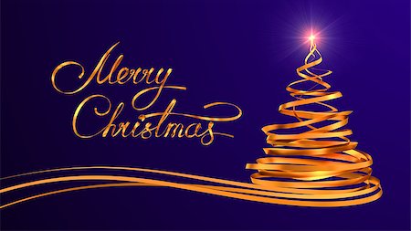 simsearch:400-07679396,k - Gold Text Design Of Merry Christmas And Christmas Tree From Gold Tapes Over Purple Background. 3D Scene. Foto de stock - Super Valor sin royalties y Suscripción, Código: 400-08427490