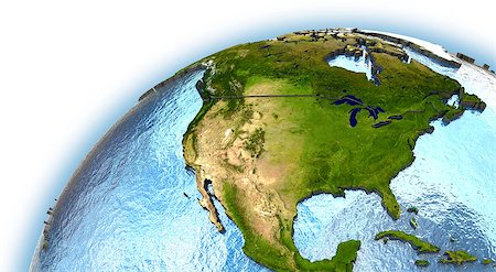 North America on planet Earth with embossed continents and country borders. Elements of this image furnished by NASA. Photographie de stock - Aubaine LD & Abonnement, Code: 400-08427628