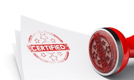 simsearch:700-00066096,k - Rubber stamp over paper sheet with the word certified imprinted on it. Concept image for illustration of certificate of authenticity. White background and blur effect. Foto de stock - Super Valor sin royalties y Suscripción, Código: 400-08427719