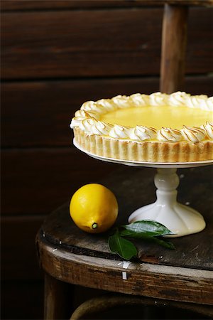 homemade baked lemon tart cake with meringue cream Stock Photo - Budget Royalty-Free & Subscription, Code: 400-08427764