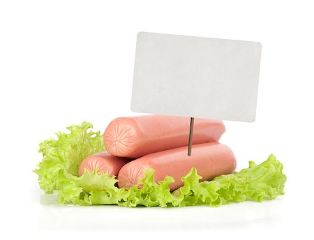 Sausage with price tag isolated on white Stock Photo - Budget Royalty-Free & Subscription, Code: 400-08428107