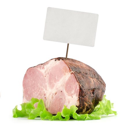 smoked ham with price tag isolated on white Stock Photo - Budget Royalty-Free & Subscription, Code: 400-08428114