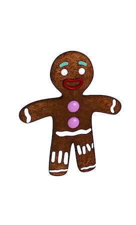 gingerbread man isolated on white background Stock Photo - Budget Royalty-Free & Subscription, Code: 400-08428284