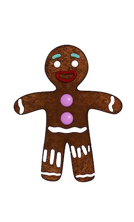 gingerbread man isolated on white background Stock Photo - Budget Royalty-Free & Subscription, Code: 400-08428285