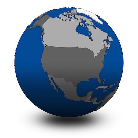 simsearch:400-04865676,k - north America on political globe, illustration isolated on white background with shadow Fotografie stock - Microstock e Abbonamento, Codice: 400-08428477