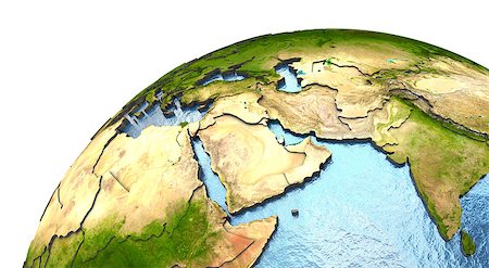 embossed - Middle East on highly detailed planet Earth with embossed continents and country borders. Elements of this image furnished by NASA. Stock Photo - Budget Royalty-Free & Subscription, Code: 400-08428491