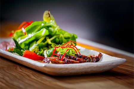 simsearch:400-07572419,k - Delicious appetizer with herbs and meat on white plate close up Stock Photo - Budget Royalty-Free & Subscription, Code: 400-08428772