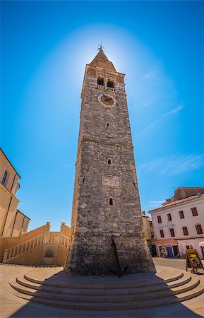 Backlit Bell Tower of Umag Town Hall. Istria, Croatia. Stock Photo - Budget Royalty-Free & Subscription, Code: 400-08429069