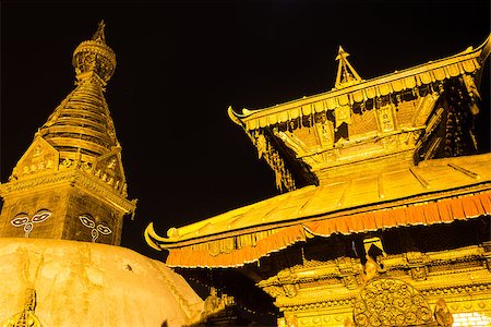 swayambhu - Swayambhunath Stupa at Night. Stock Photo - Budget Royalty-Free & Subscription, Code: 400-08429768