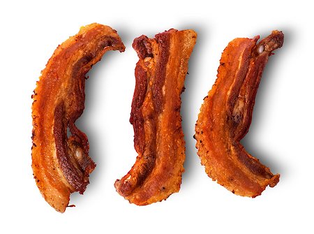 simsearch:400-04848063,k - Slices of bacon grilled isolated on white background Foto de stock - Super Valor sin royalties y Suscripción, Código: 400-08429933