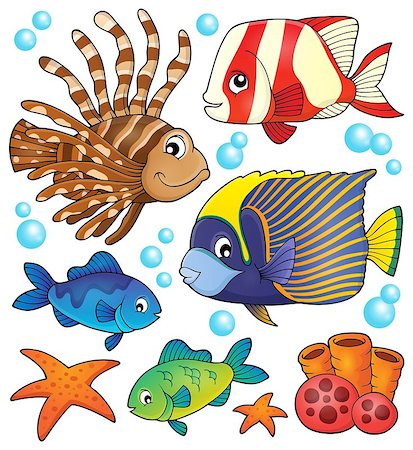 simsearch:400-08097613,k - Coral reef fish theme collection 1 - eps10 vector illustration. Stock Photo - Budget Royalty-Free & Subscription, Code: 400-08434019