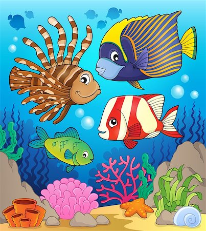 simsearch:400-08616368,k - Coral reef fish theme image 1 - eps10 vector illustration. Foto de stock - Super Valor sin royalties y Suscripción, Código: 400-08434020