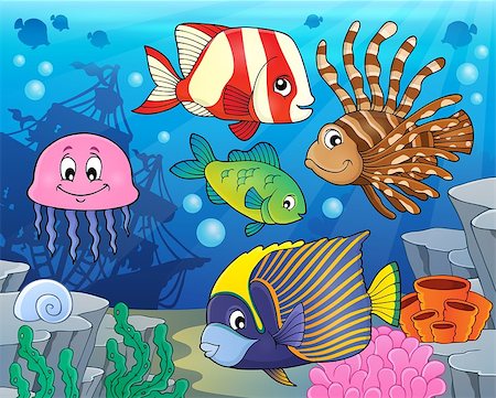 simsearch:400-08614096,k - Coral reef fish theme image 2 - eps10 vector illustration. Stock Photo - Budget Royalty-Free & Subscription, Code: 400-08434021