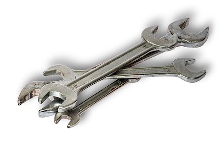simsearch:400-05695467,k - Old set of wrenches isolated on white background Fotografie stock - Microstock e Abbonamento, Codice: 400-08430081