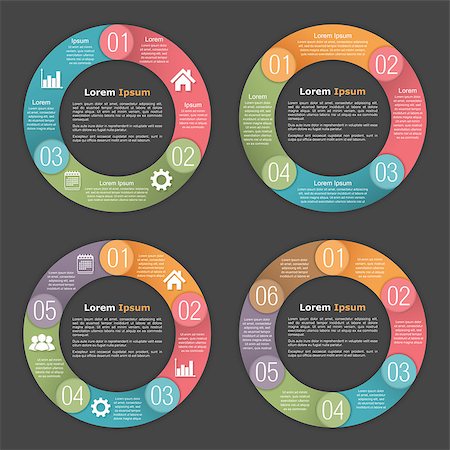 simsearch:400-08225044,k - Circle diagram template with three, four, five and six steps or options, vector eps10 illustration Foto de stock - Super Valor sin royalties y Suscripción, Código: 400-08430275