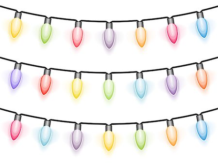 simsearch:400-09095404,k - Christmas lights on white background, vector eps10 illustration Fotografie stock - Microstock e Abbonamento, Codice: 400-08430347