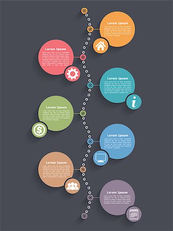 simsearch:400-08223890,k - Timeline infographics design template, workflow, diagram  layout, dark background, vector eps10 illustration Fotografie stock - Microstock e Abbonamento, Codice: 400-08430348