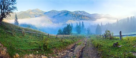simsearch:400-05291390,k - Carpathian Mountains (Ukraine) summer misty landscape with country road. Stock Photo - Budget Royalty-Free & Subscription, Code: 400-08430466