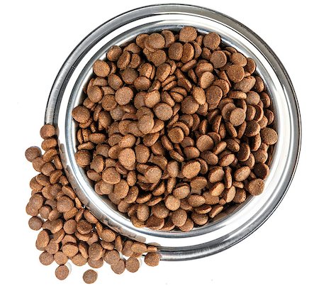 empty pet food bowl - dogs dry food in the stainless steel bowl Stock Photo - Budget Royalty-Free & Subscription, Code: 400-08430667