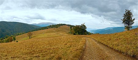 simsearch:400-04306537,k - Carpathian Mountains (Ukraine) autumn landscape with country road. Panorama. Stock Photo - Budget Royalty-Free & Subscription, Code: 400-08430828