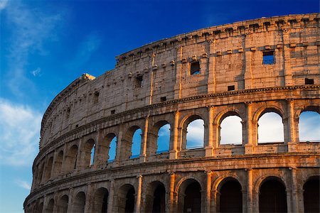 roman theater - ruins of Colosseum at sunset in Rome, Italy Stock Photo - Budget Royalty-Free & Subscription, Code: 400-08431295