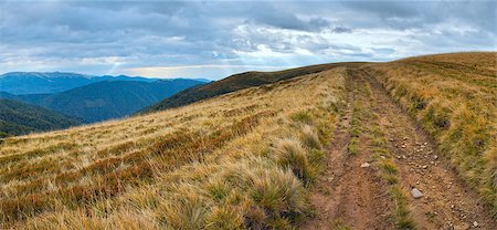 simsearch:400-04306537,k - Carpathian Mountains (Ukraine) autumn landscape with country road. Panorama. Stock Photo - Budget Royalty-Free & Subscription, Code: 400-08431405