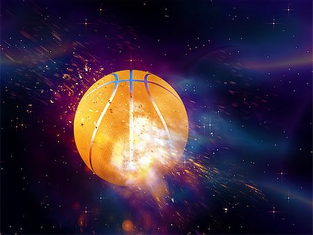 fire tail illustration - Purple space background with basketball ball, explosion effect. Stock Photo - Budget Royalty-Free & Subscription, Code: 400-08431490