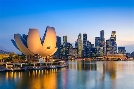 singapore financial district - Singapore skyline at the Marina during twilight. Stock Photo - Budget Royalty-Free & Subscription, Code: 400-08432037