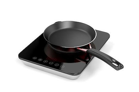 electric stove burner - Portable induction cooktop and frying pan on white background Stock Photo - Budget Royalty-Free & Subscription, Code: 400-08432172