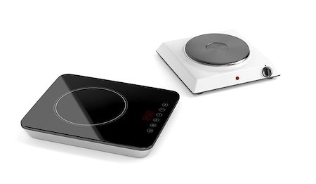 simsearch:400-04494971,k - Hot plate and induction cooktop on white background Stock Photo - Budget Royalty-Free & Subscription, Code: 400-08432480