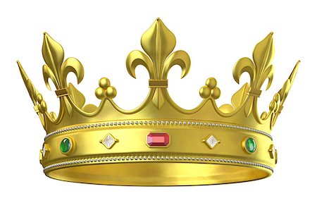 simsearch:400-06856945,k - Gold crown with jewels isolated on white Photographie de stock - Aubaine LD & Abonnement, Code: 400-08432670
