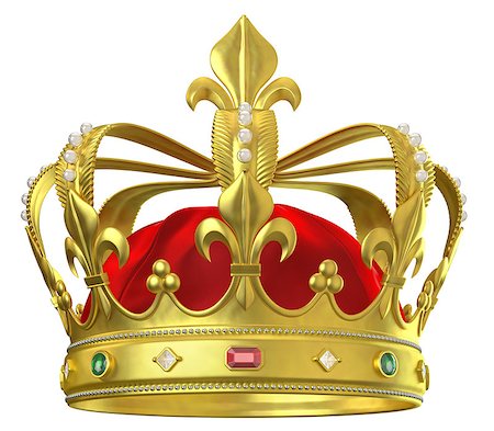 simsearch:400-06856945,k - Gold crown with jewels isolated on white Photographie de stock - Aubaine LD & Abonnement, Code: 400-08432671