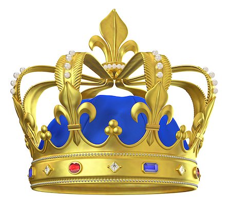 simsearch:400-06856945,k - Gold crown with jewels isolated on white Photographie de stock - Aubaine LD & Abonnement, Code: 400-08432673